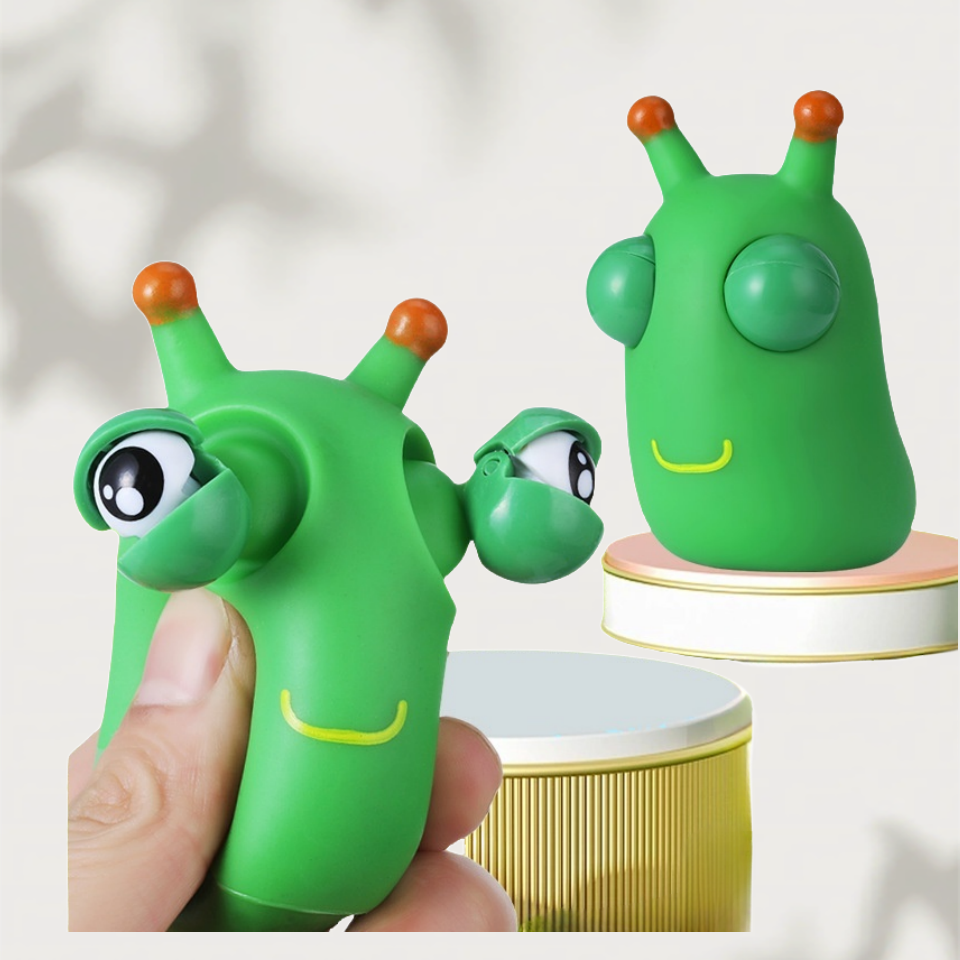 Hot Sale Green PVC Squishy Eye Pop Bug Toy Squeeze Eye Bouncing Worm Fidget Caterpillar for Age 5-7 for Christmas Birthday Gift