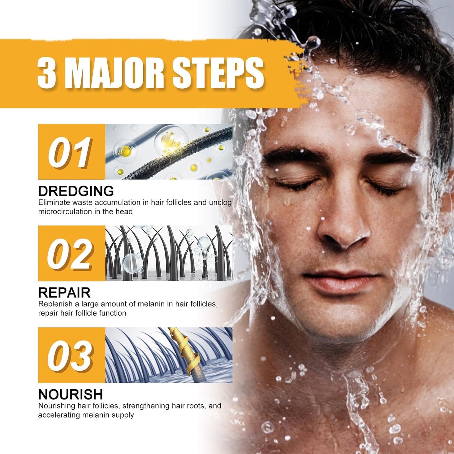 Hair Shampoo Soap Bar for Damage Repair, Long-Term Use, Beard Darkening | Men's Care & Styling, 1 Count