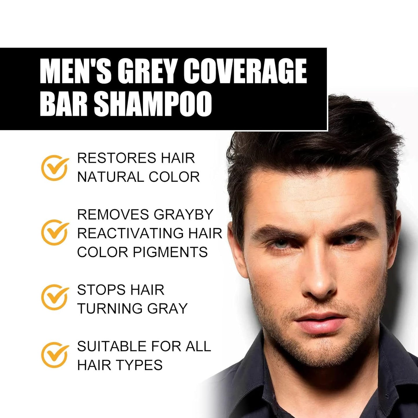 Hair Shampoo Soap Bar for Damage Repair, Long-Term Use, Beard Darkening | Men's Care & Styling, 1 Count