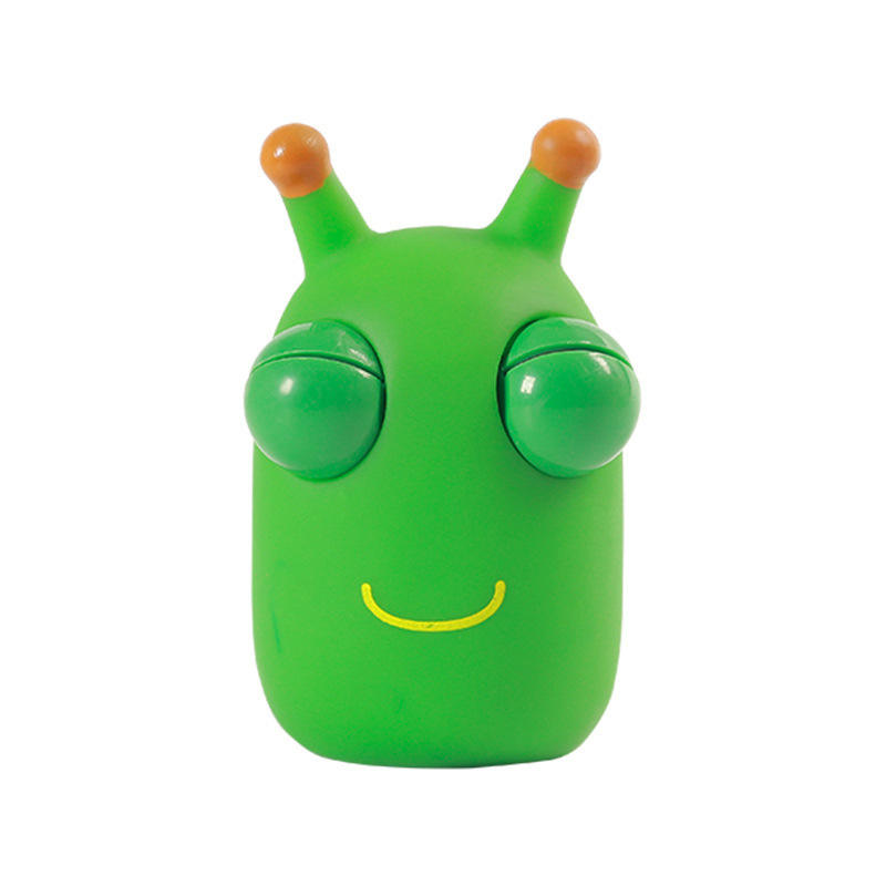 Hot Sale Green PVC Squishy Eye Pop Bug Toy Squeeze Eye Bouncing Worm Fidget Caterpillar for Age 5-7 for Christmas Birthday Gift